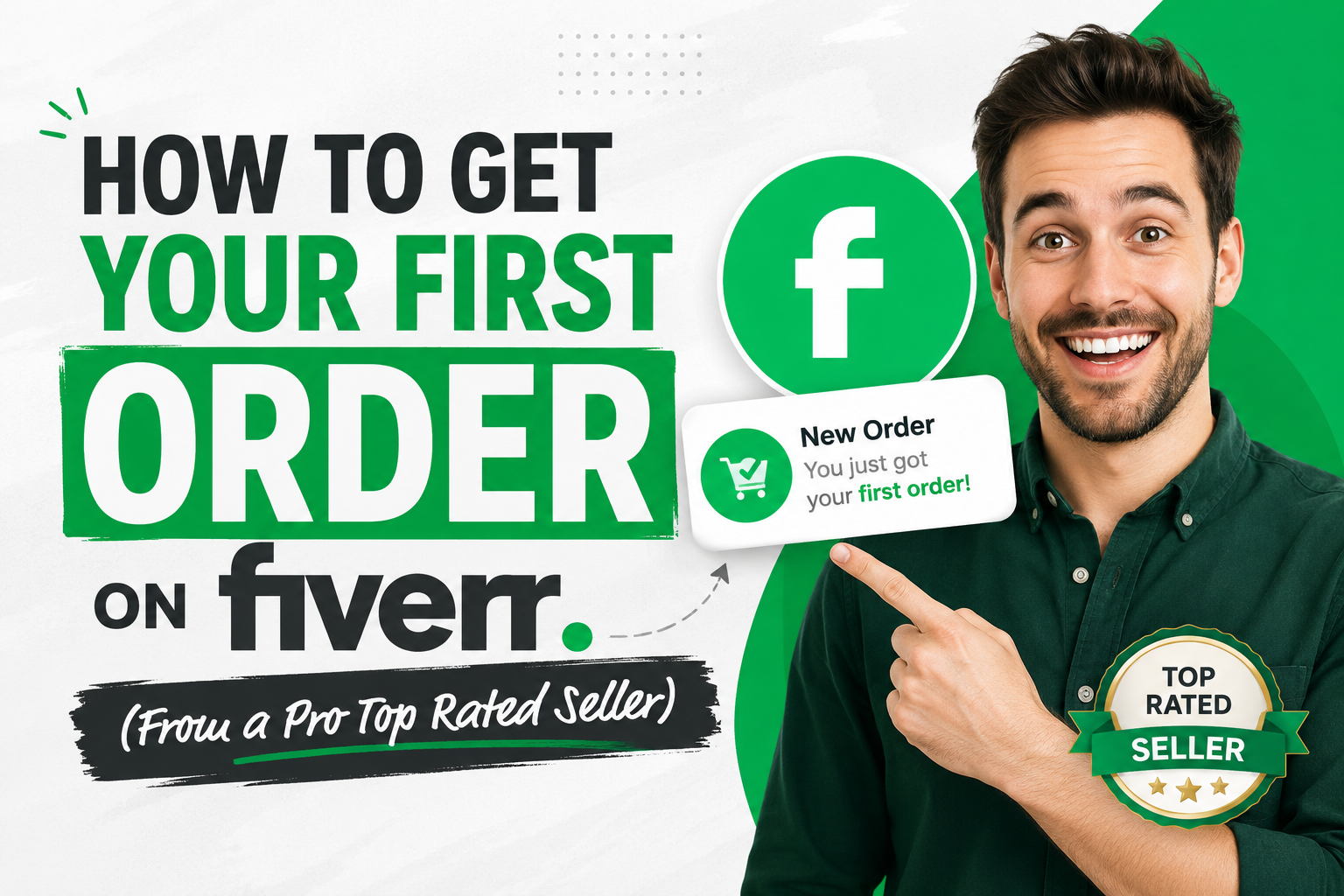 Illustration of a new freelancer winning their first Fiverr order on a video call with a client